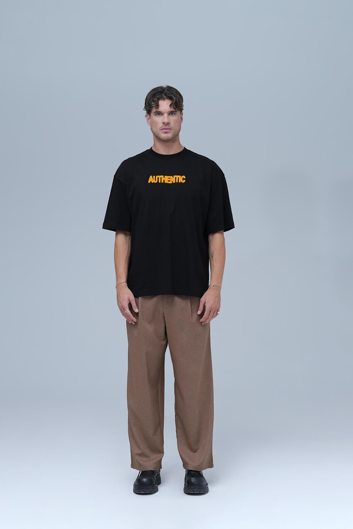 Authentic Oversize Tişört Erkek Siyah