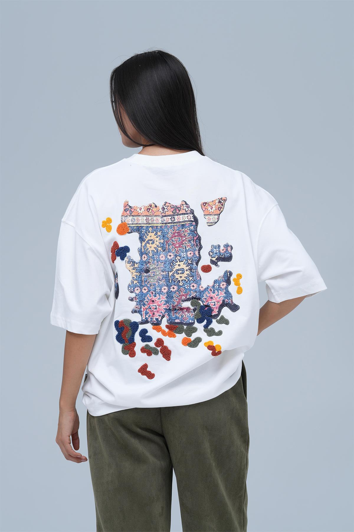 Authentic Oversize Tişört Kadın Ekru