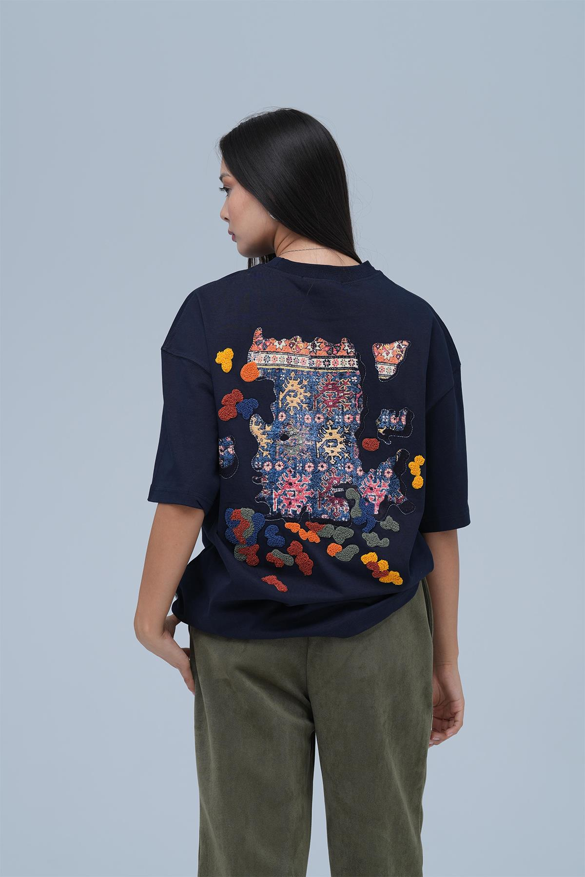 Authentic Oversize Tişört Kadın Lacivert