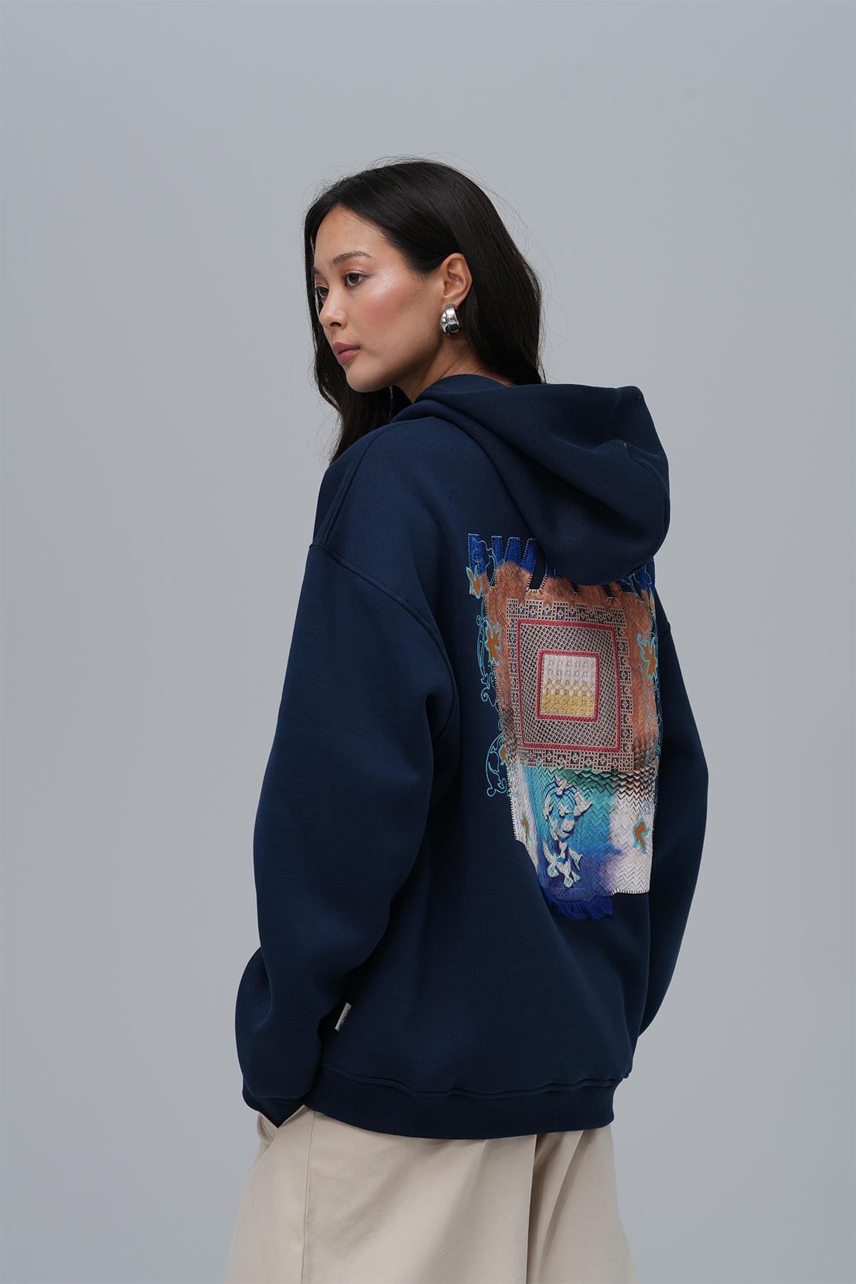 Awaken Oversize Sweatshirt Kadın İndigo