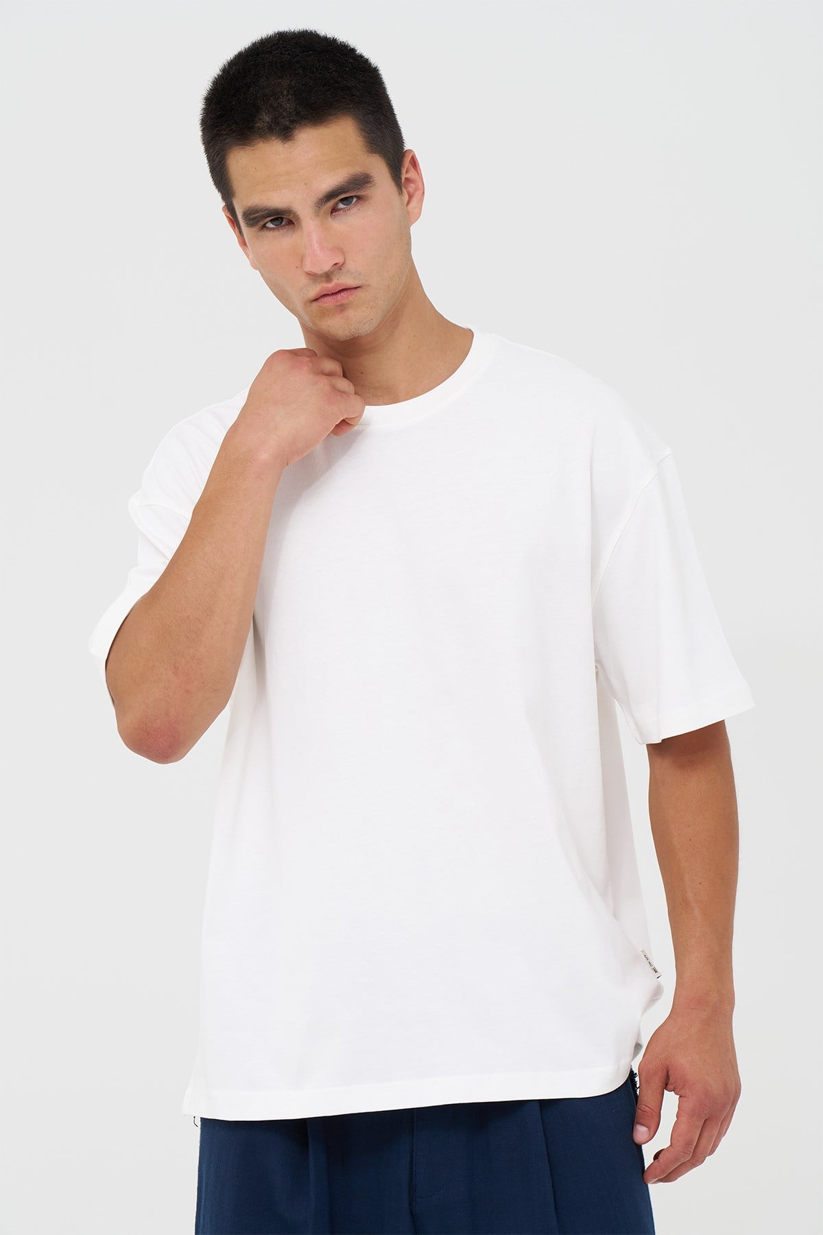 Basic Oversize Tişört Erkek /04 Ekru