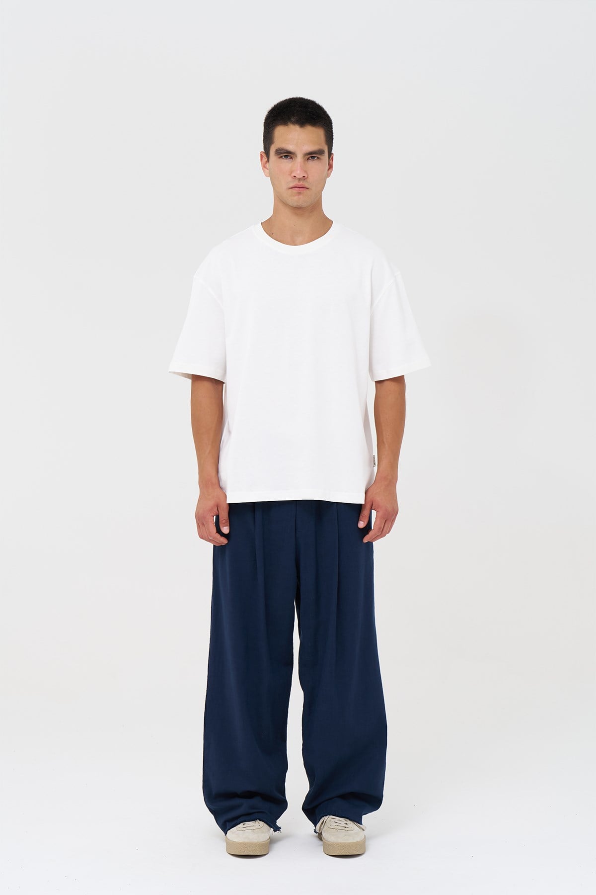 Basic Oversize Tişört Erkek /04 Ekru