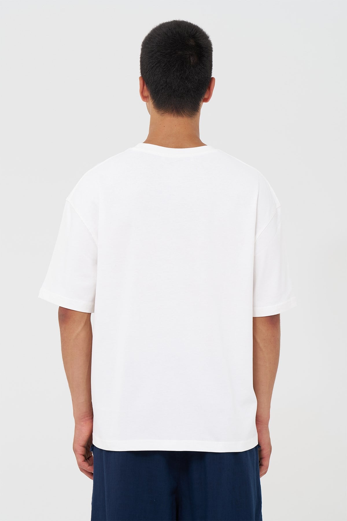 Basic Oversize Tişört Erkek /04 Ekru
