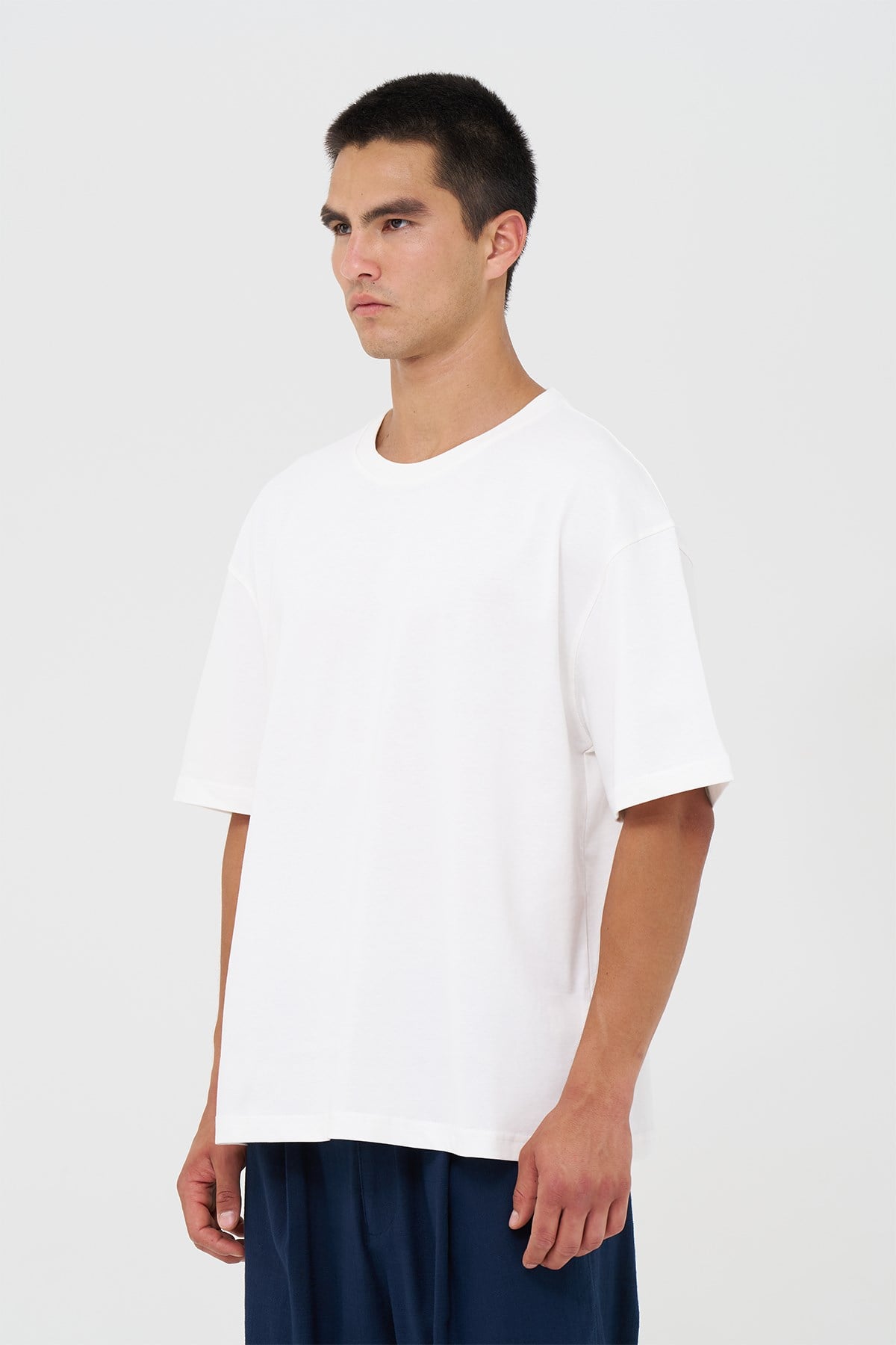 Basic Oversize Tişört Erkek /04 Ekru