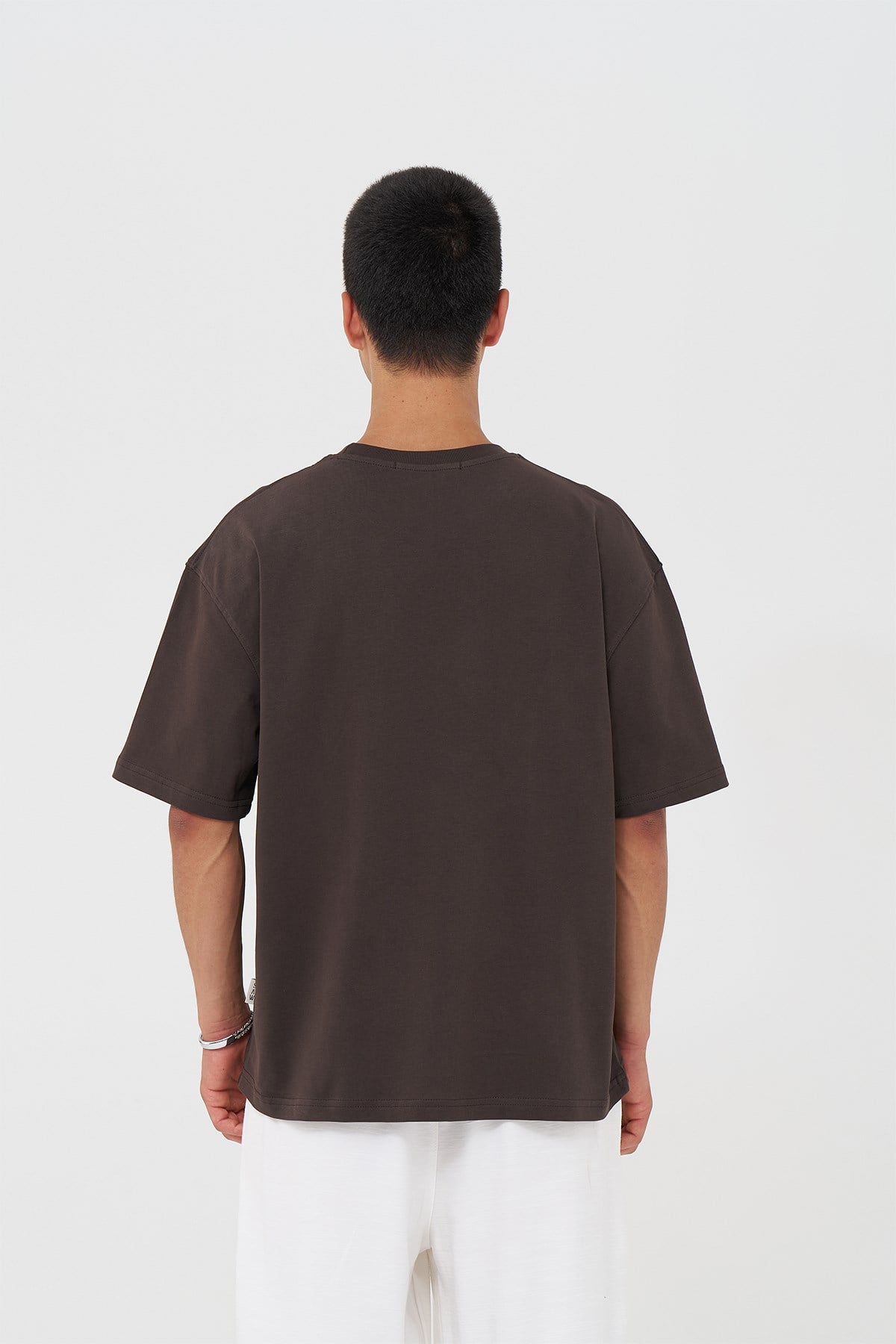 Basic Oversize Tişört Erkek /04 Kahverengi