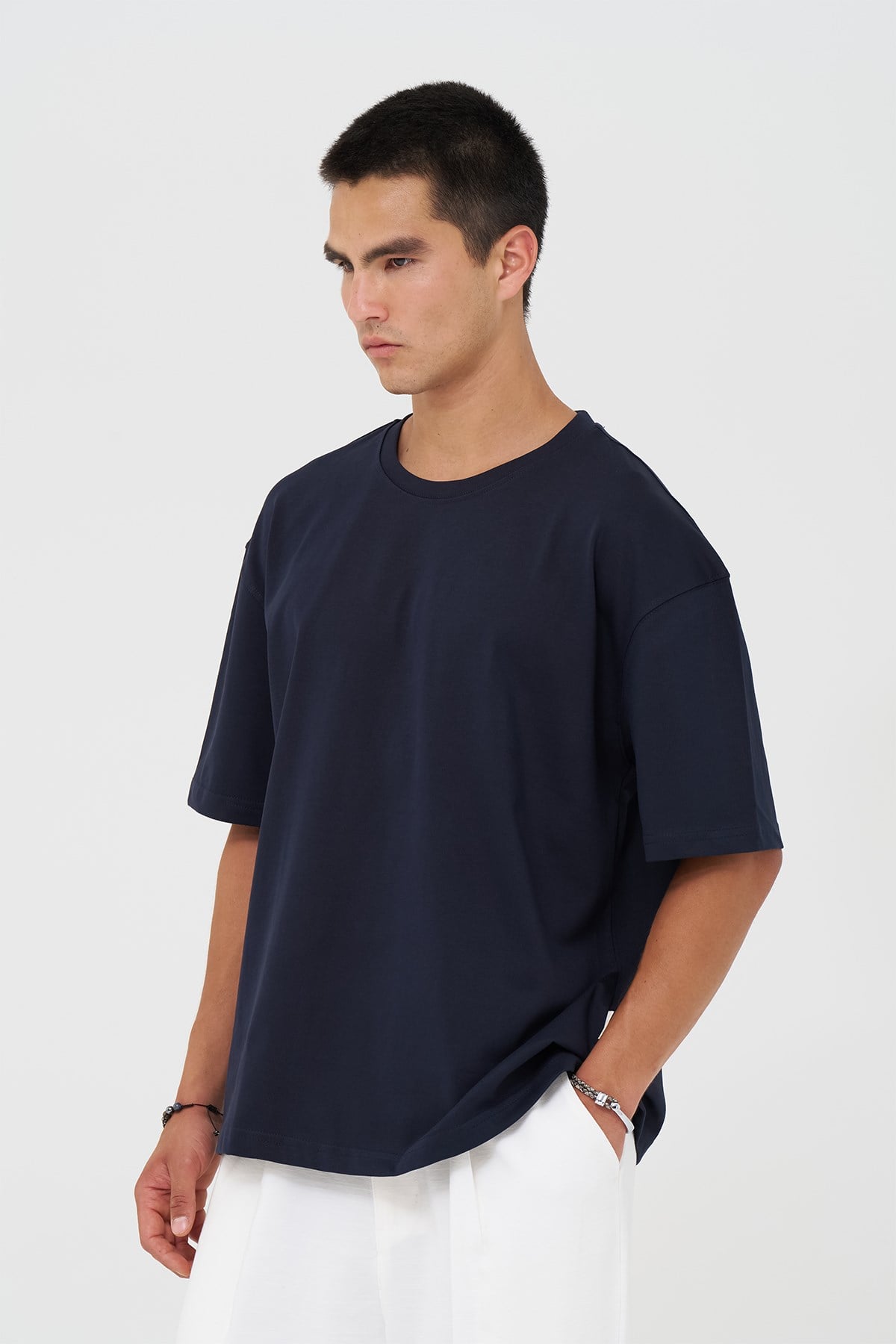 Basic Oversize Tişört Erkek /04 Lacivert