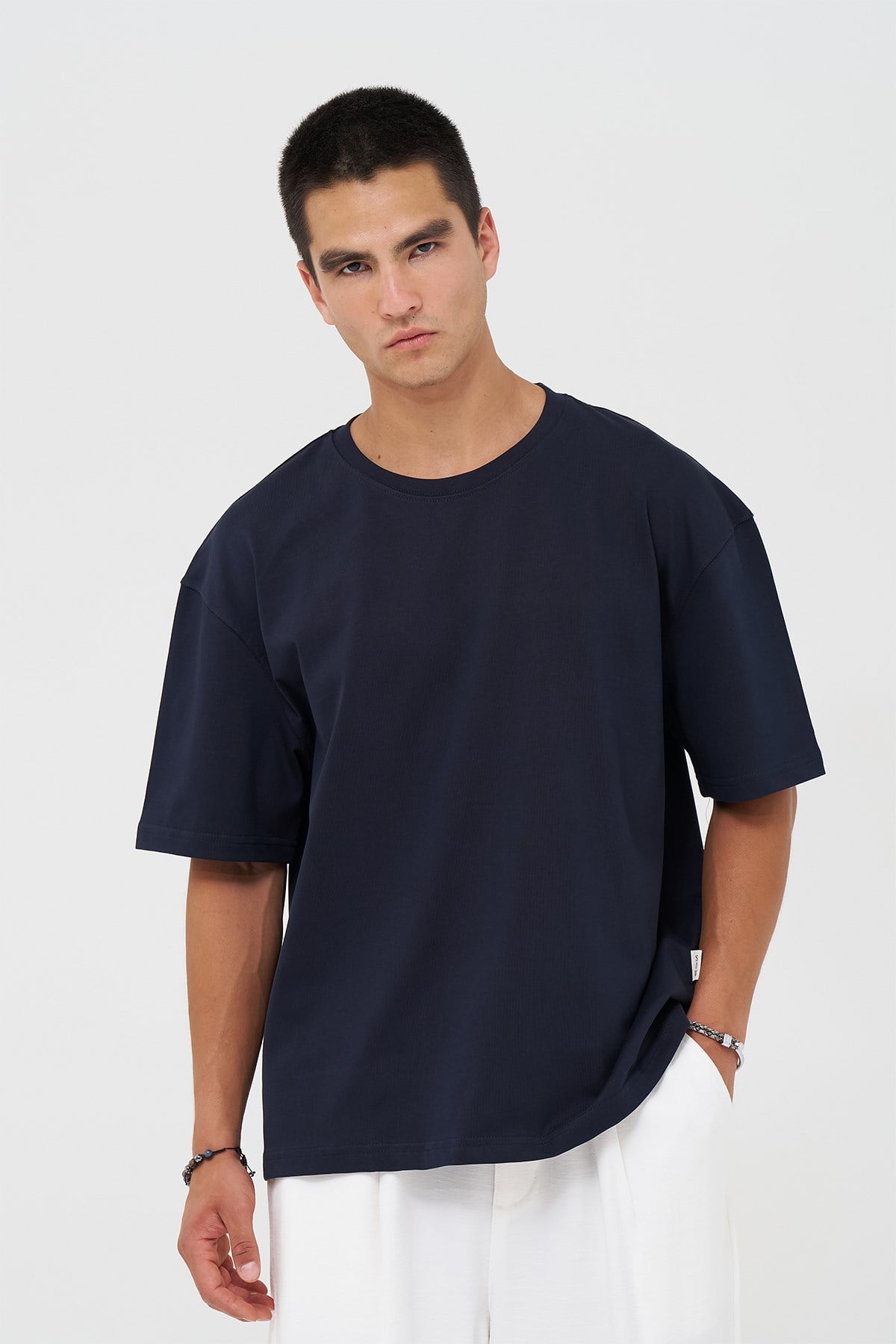 Basic Oversize Tişört Erkek /04 Lacivert