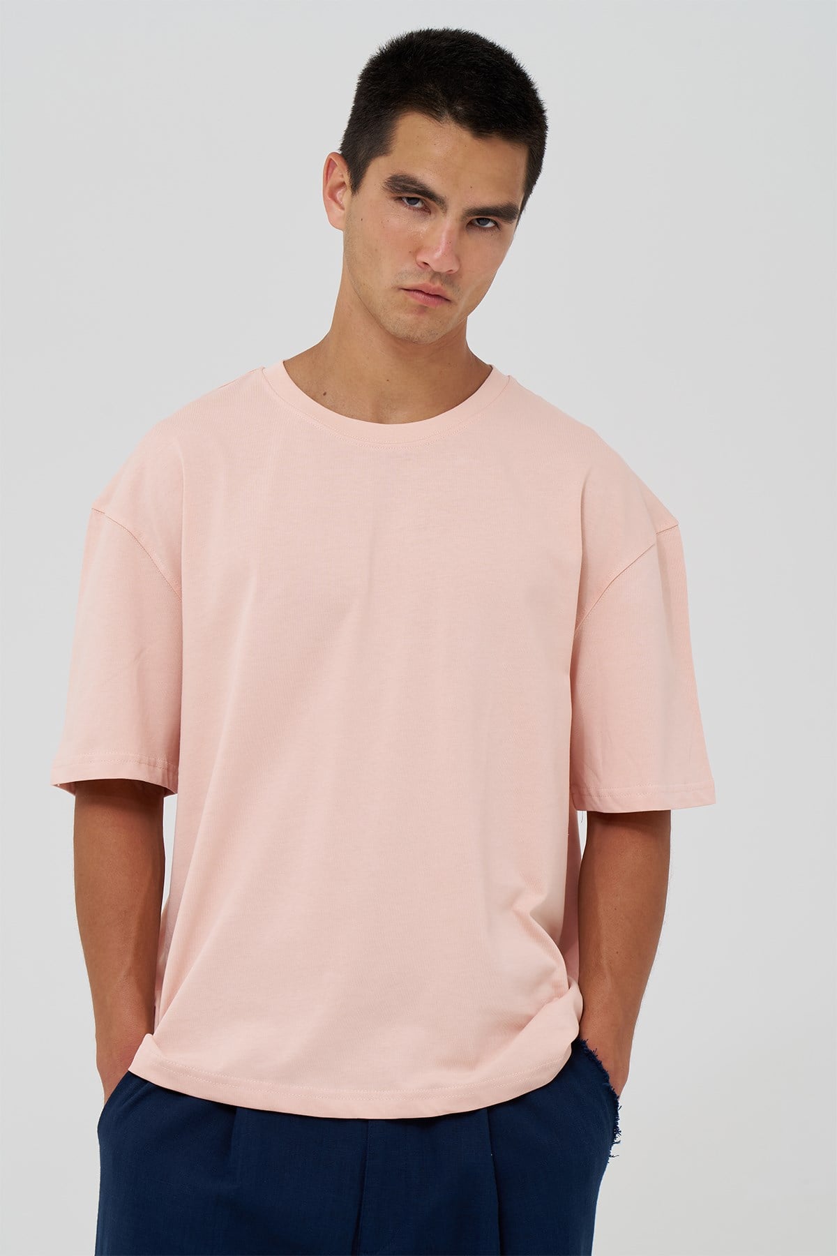 Basic Oversize Tişört Erkek /04 Pembe