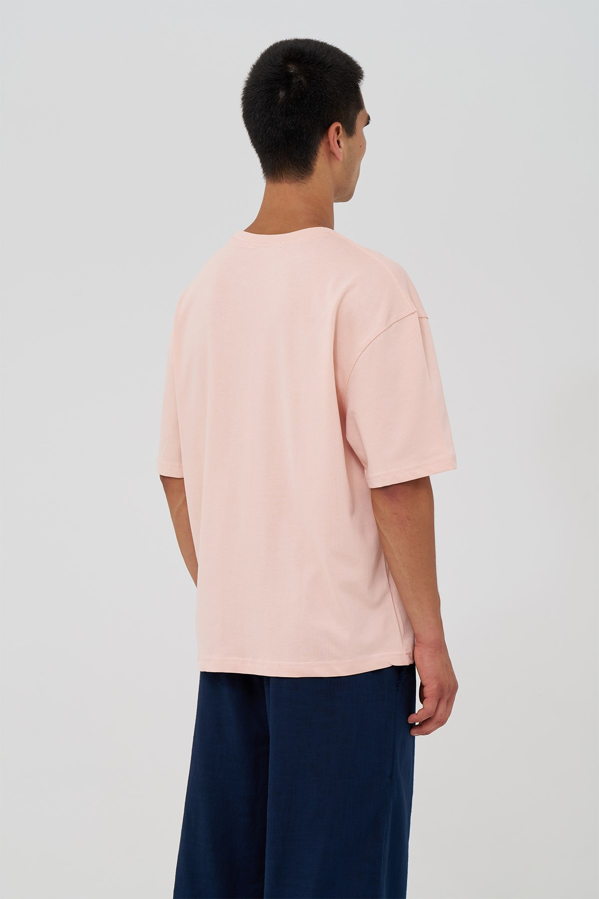 Basic Oversize Tişört Erkek /04 Pembe
