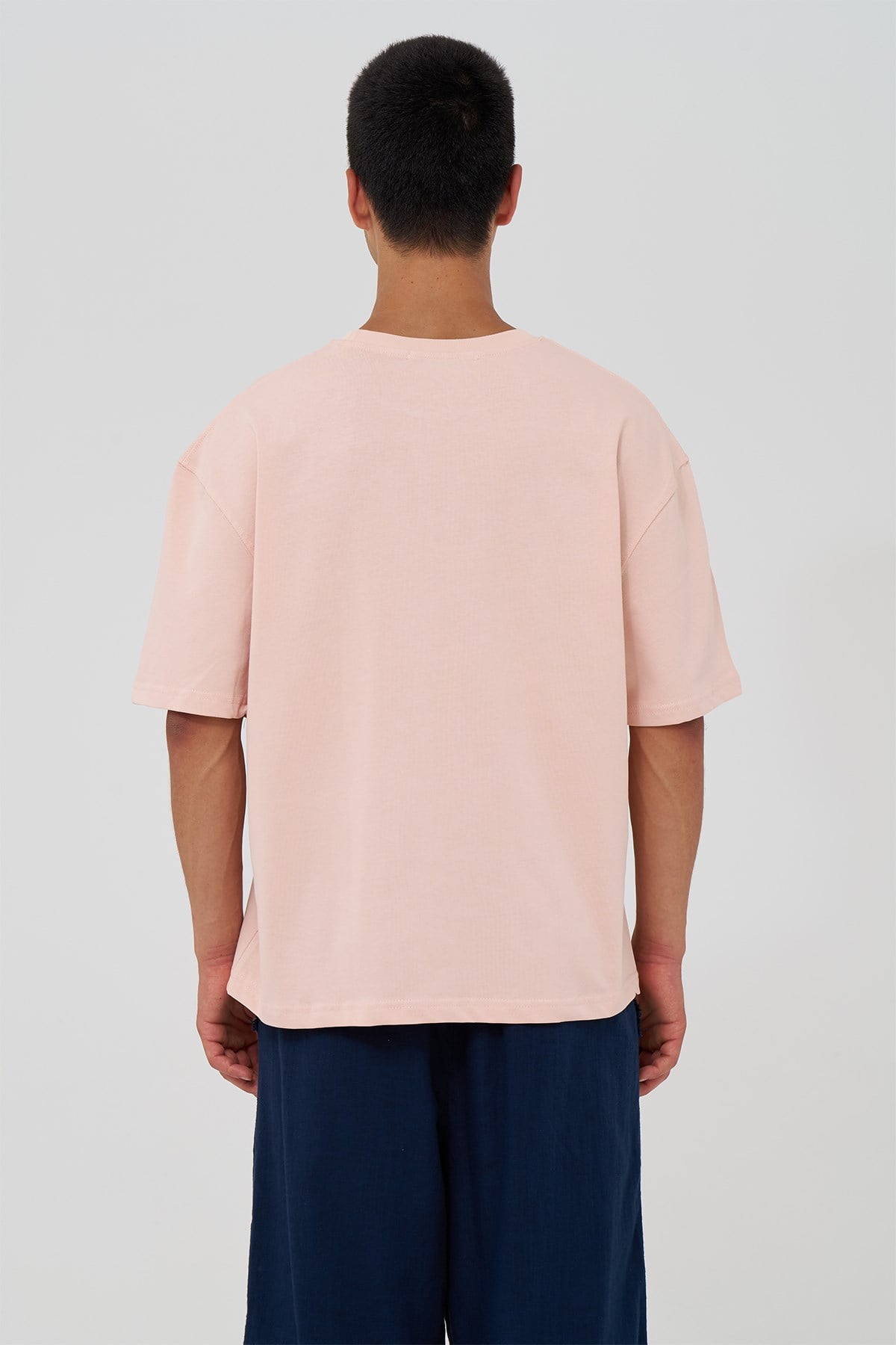 Basic Oversize Tişört Erkek /04 Pembe