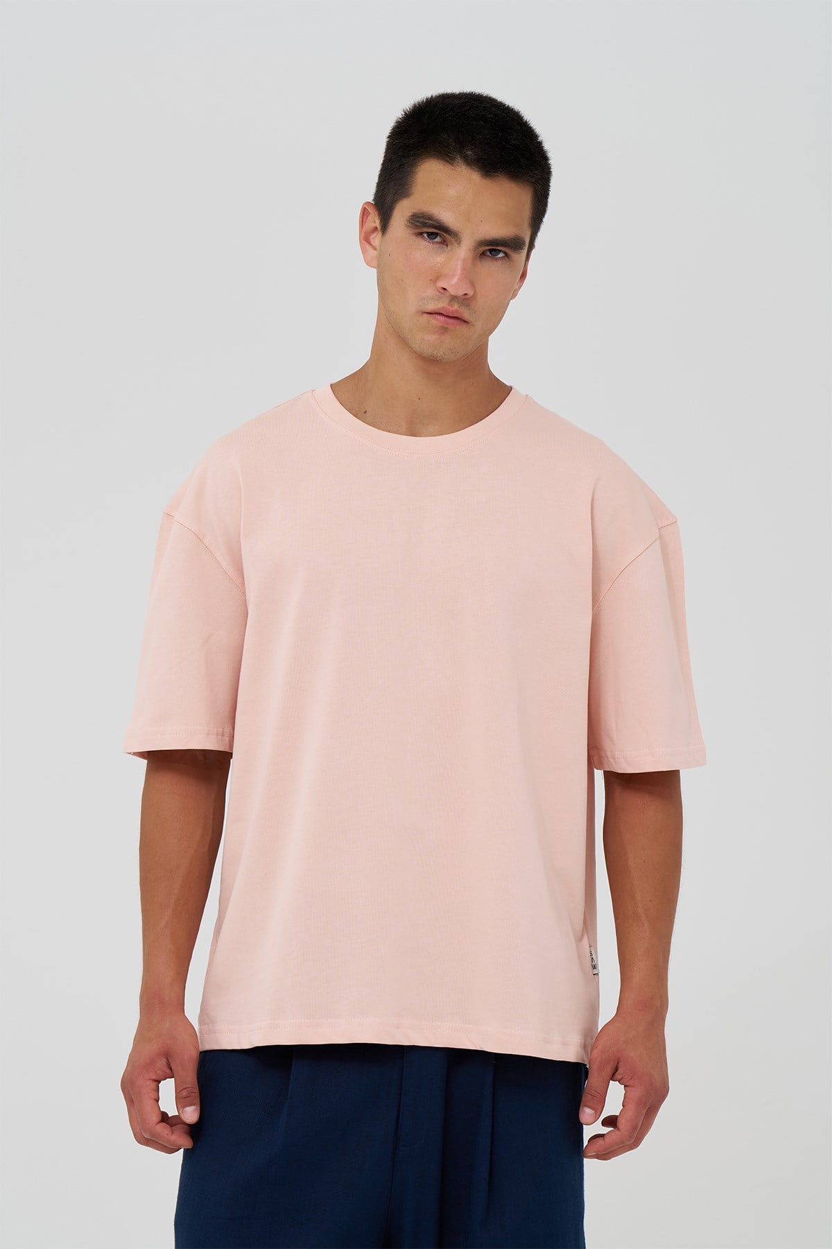 Basic Oversize Tişört Erkek /04 Pembe