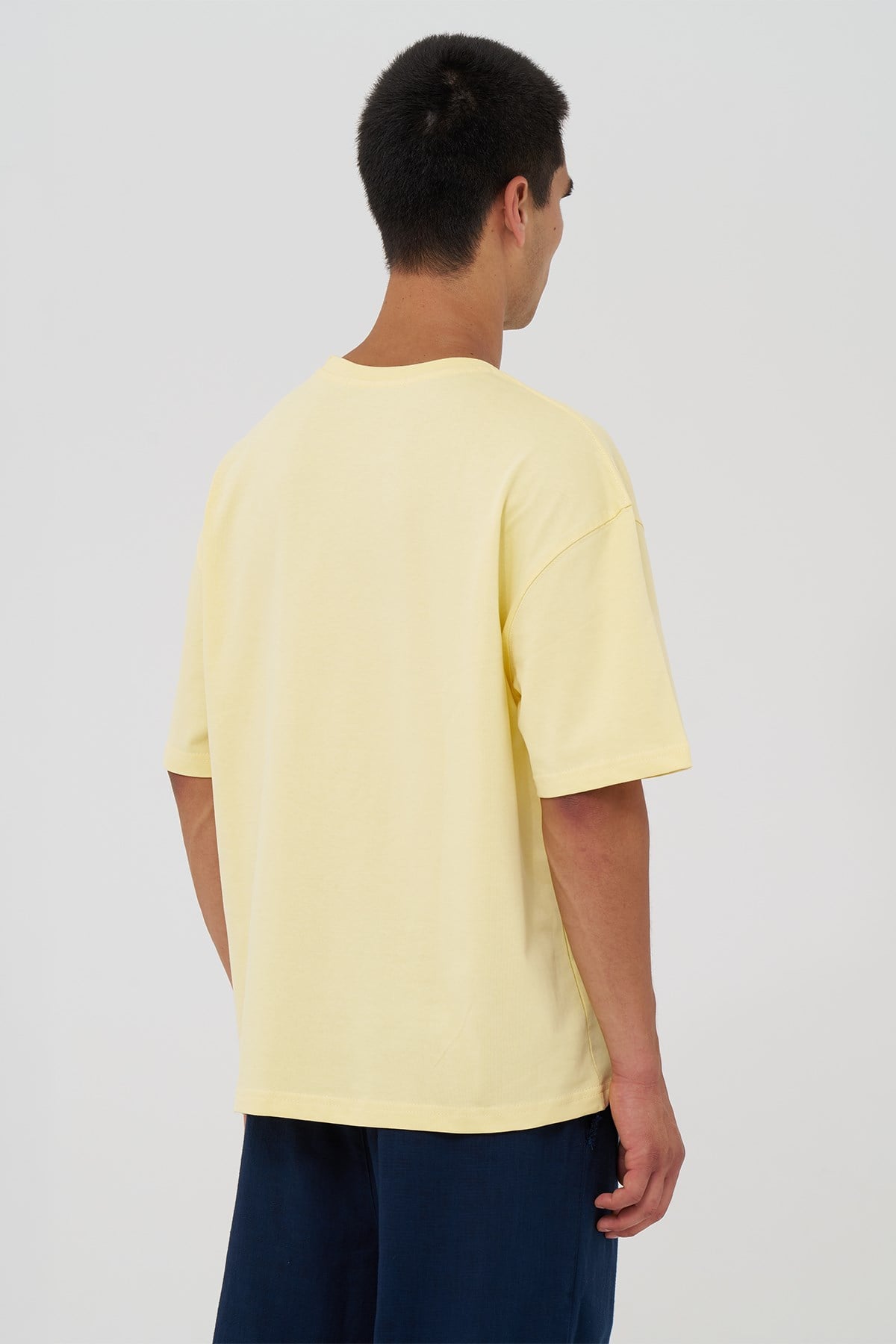Basic Oversize Tişört Erkek /04 Sarı