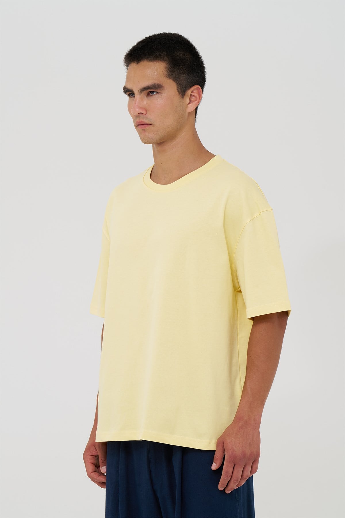 Basic Oversize Tişört Erkek /04 Sarı