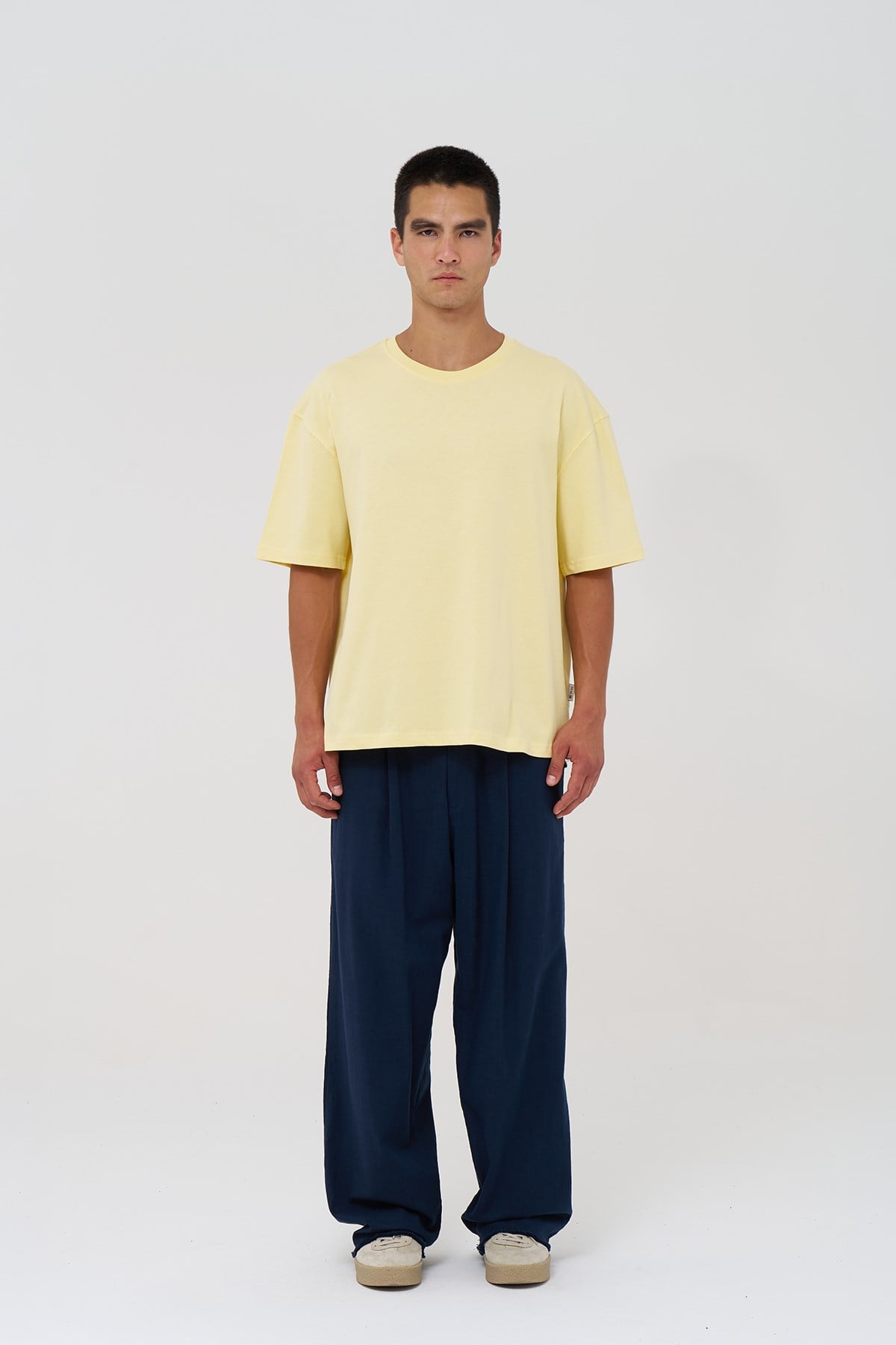 Basic Oversize Tişört Erkek /04 Sarı