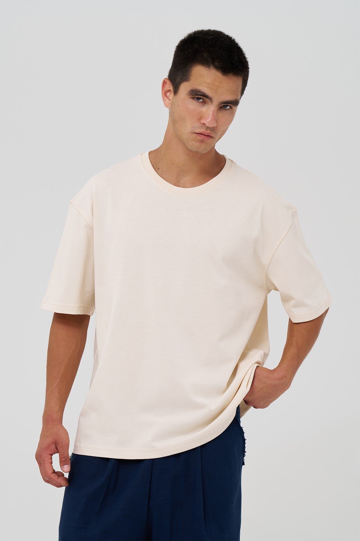 Basic Oversize Tişört Erkek /04 Stone
