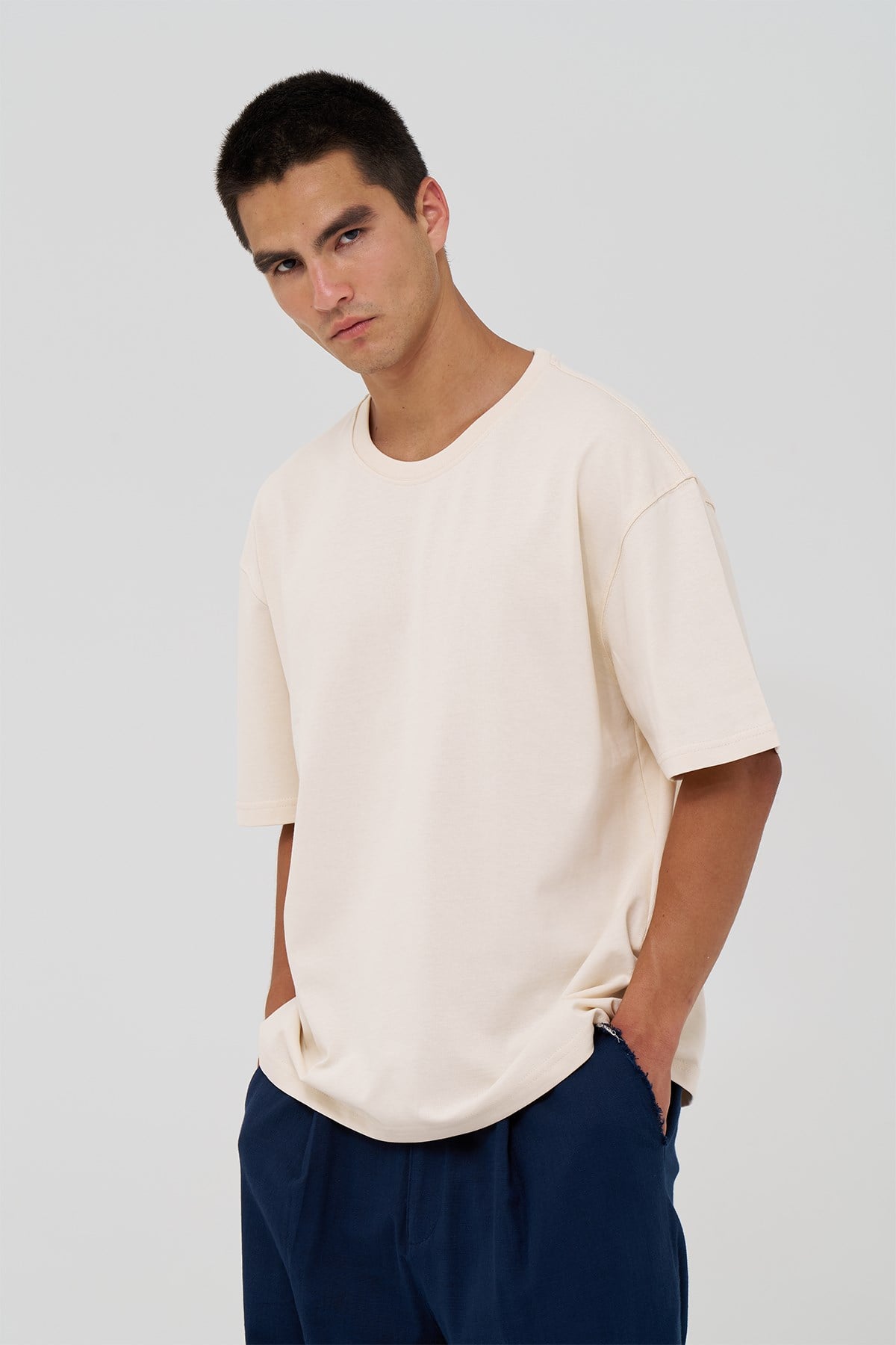 Basic Oversize Tişört Erkek /04 Stone
