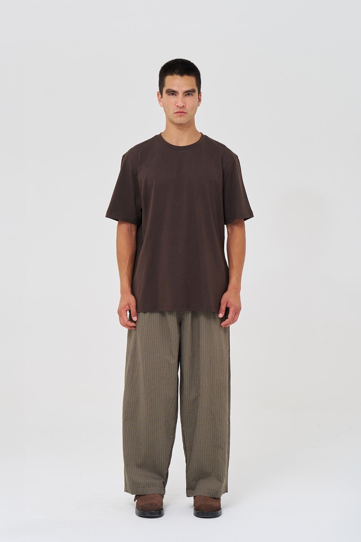 Basic Regular Fit Tişört Erkek /02 Kahverengi