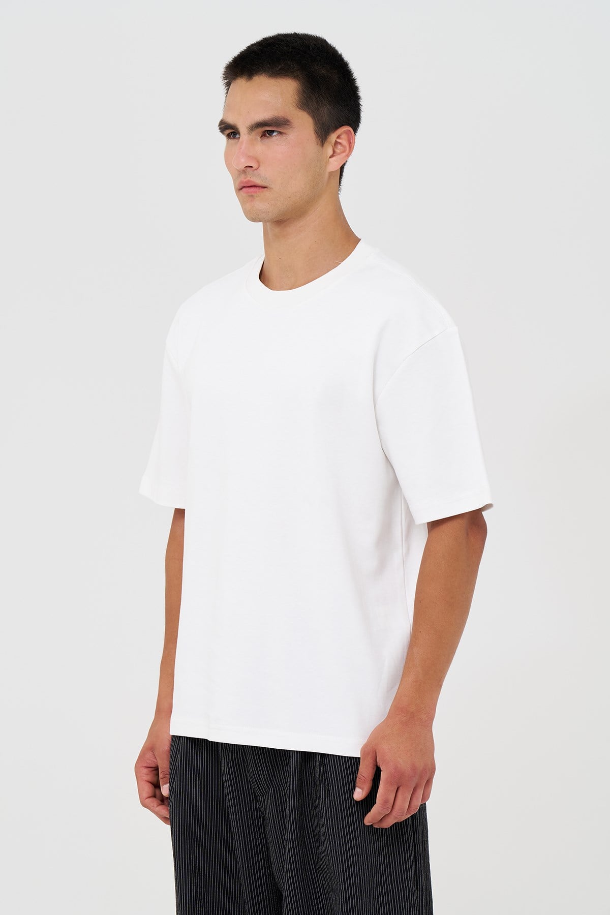 Basic Relaxed Fit Tişört Erkek /03 Ekru