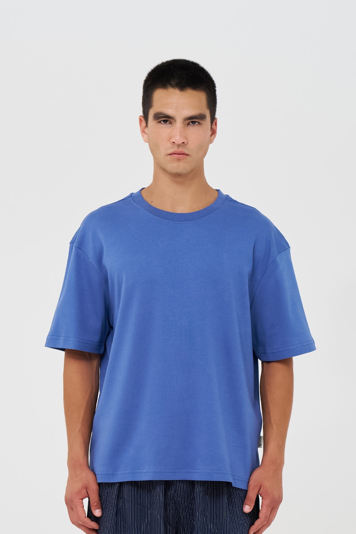 Basic Relaxed Fit Tişört Erkek /03 İndigo