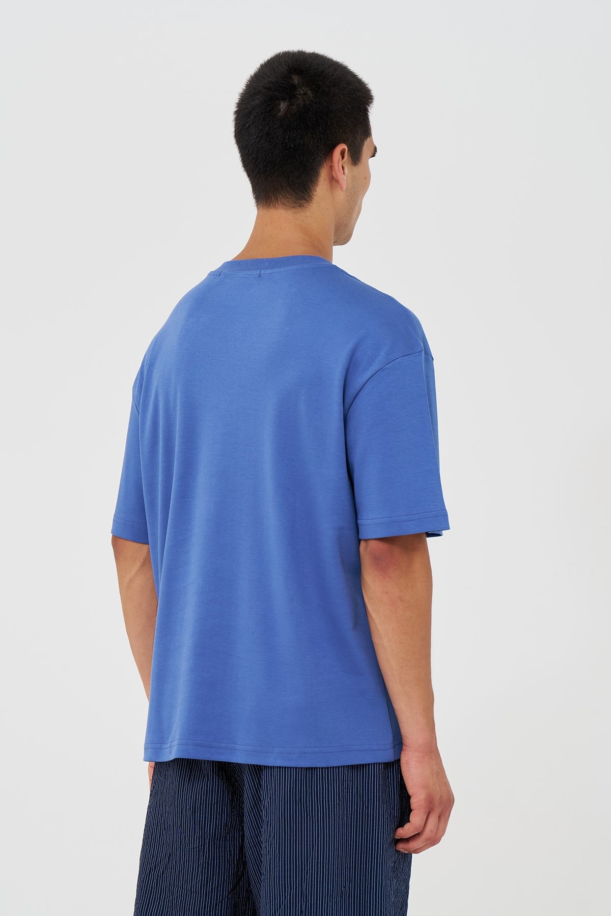 Basic Relaxed Fit Tişört Erkek /03 İndigo