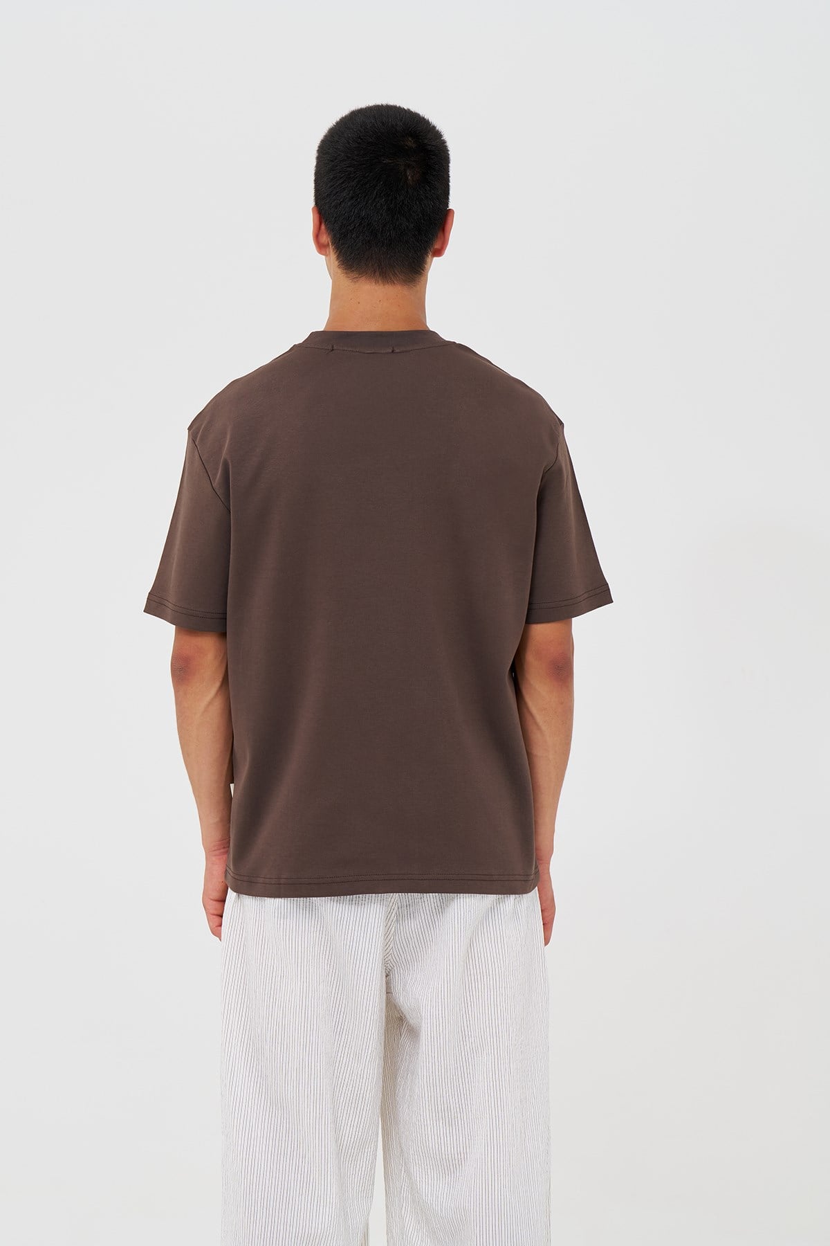 Basic Relaxed Fit Tişört Erkek /03 Kahverengi
