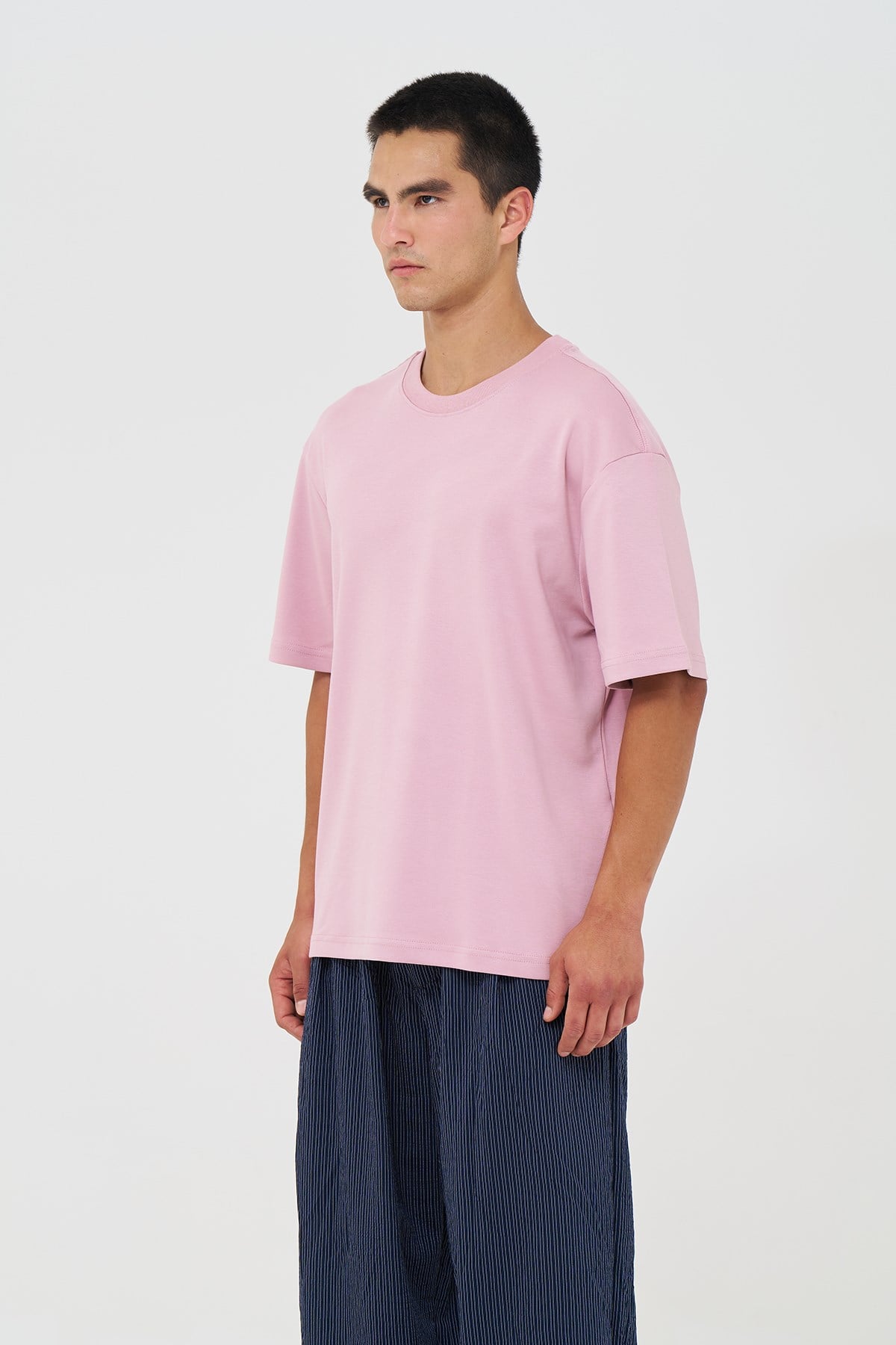 Basic Relaxed Fit Tişört Erkek /03 Pembe