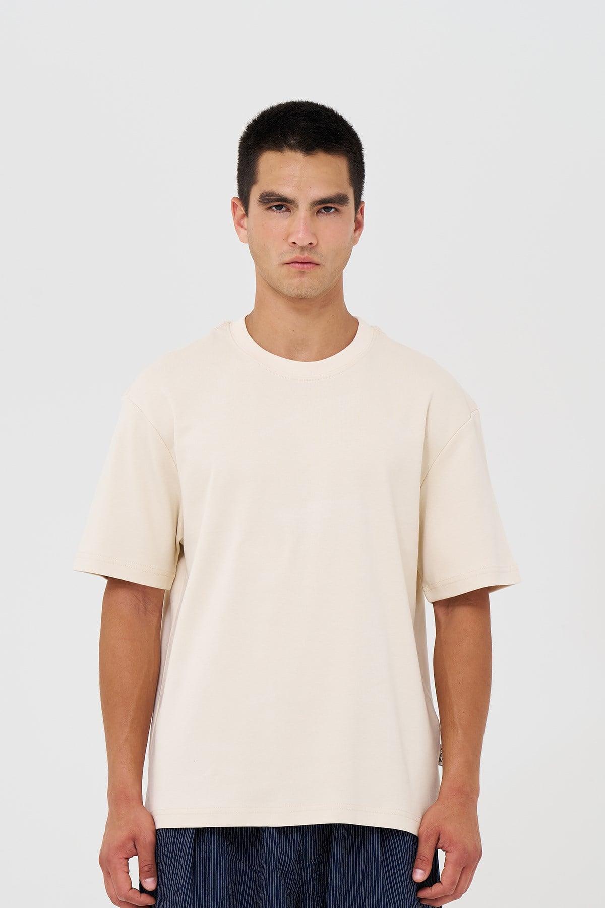 Basic Relaxed Fit Tişört Erkek /03 Stone