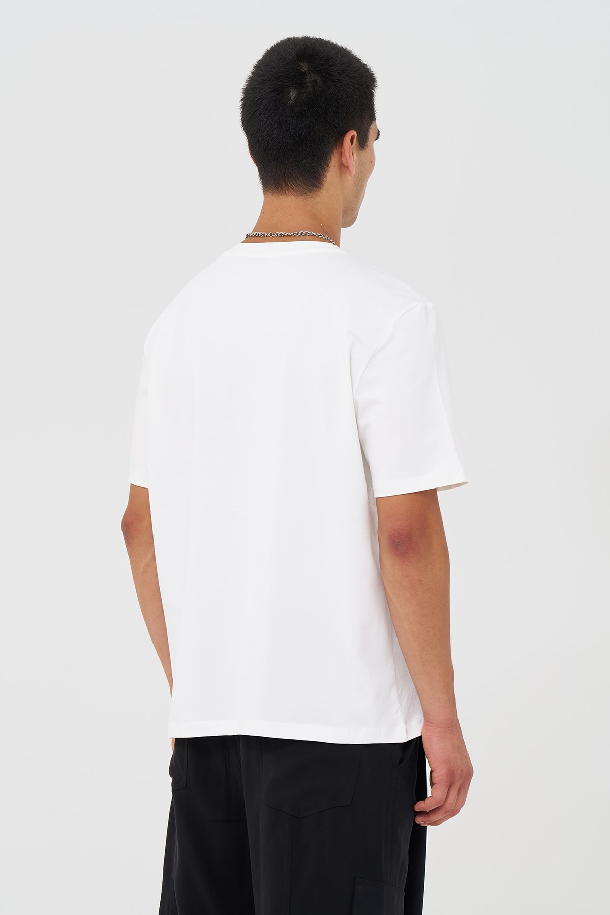Basic Slim Fit Tişört Erkek /01 Ekru