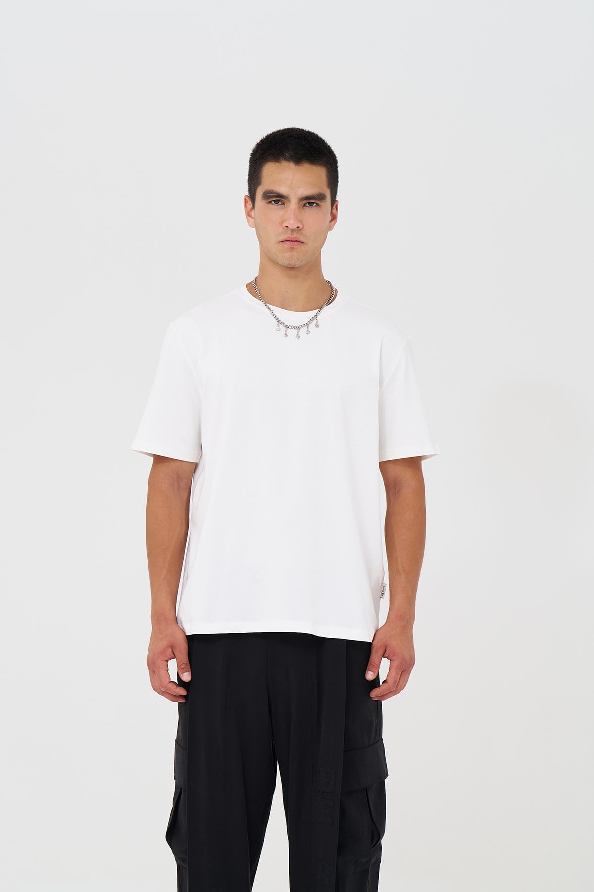 Basic Slim Fit Tişört Erkek /01 Ekru