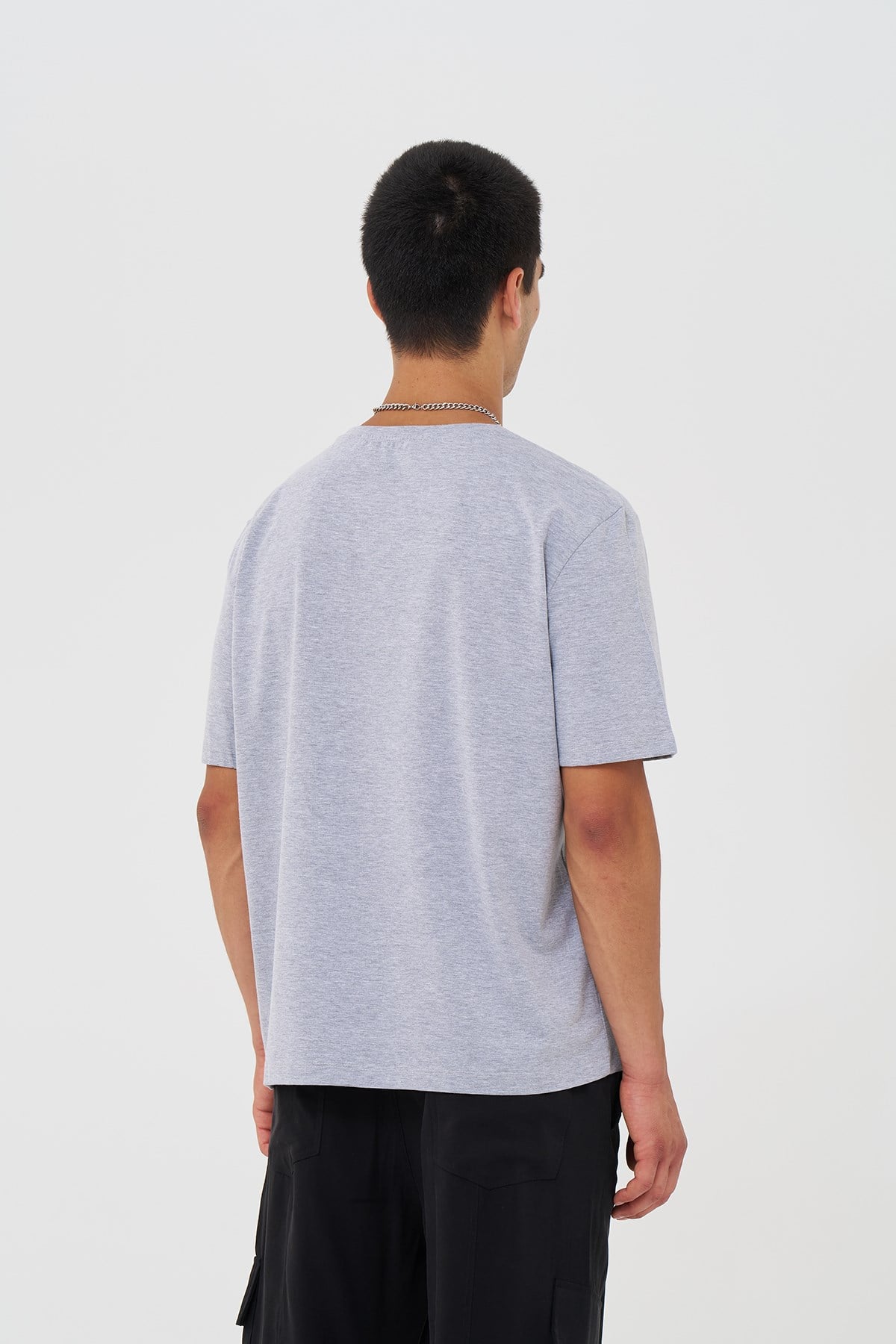 Basic Slim Fit Tişört Erkek /01 Gri