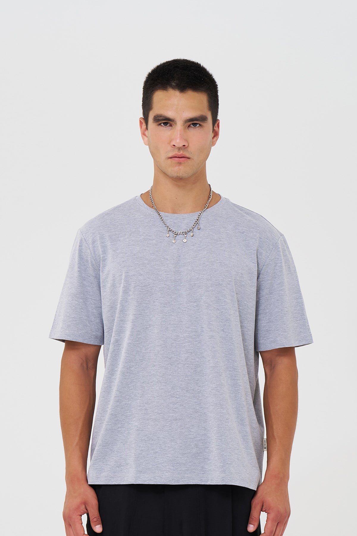 Basic Slim Fit Tişört Erkek /01 Gri