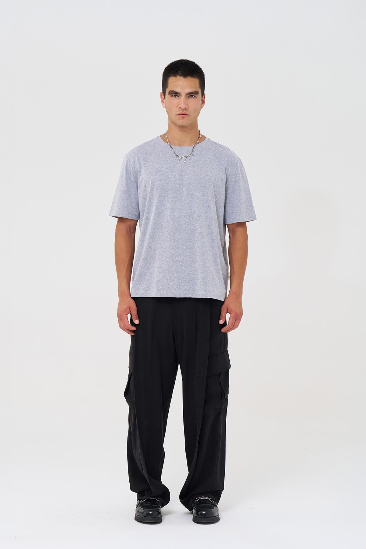 Basic Slim Fit Tişört Erkek /01 Gri