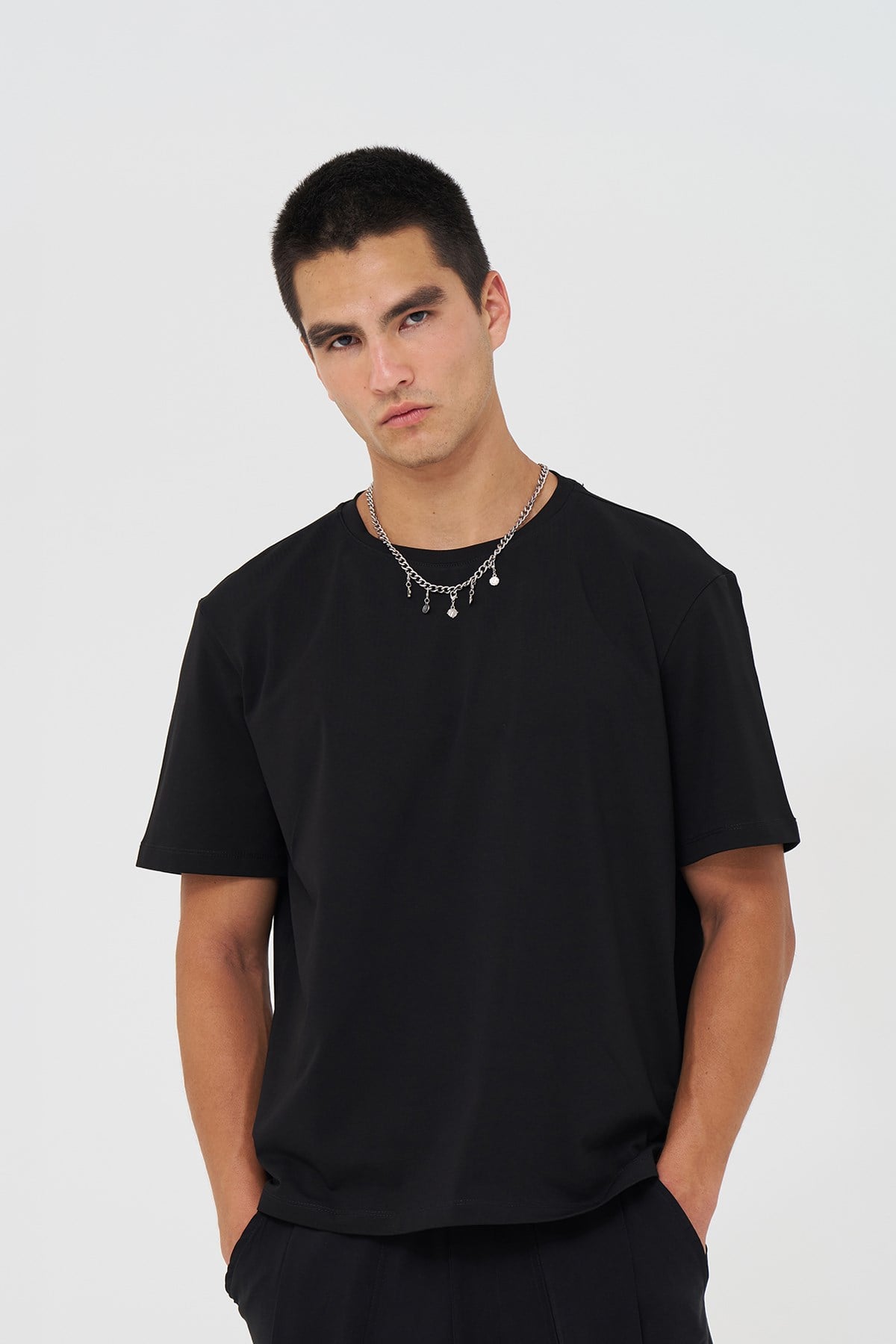 Basic Slim Fit Tişört Erkek /01 Siyah