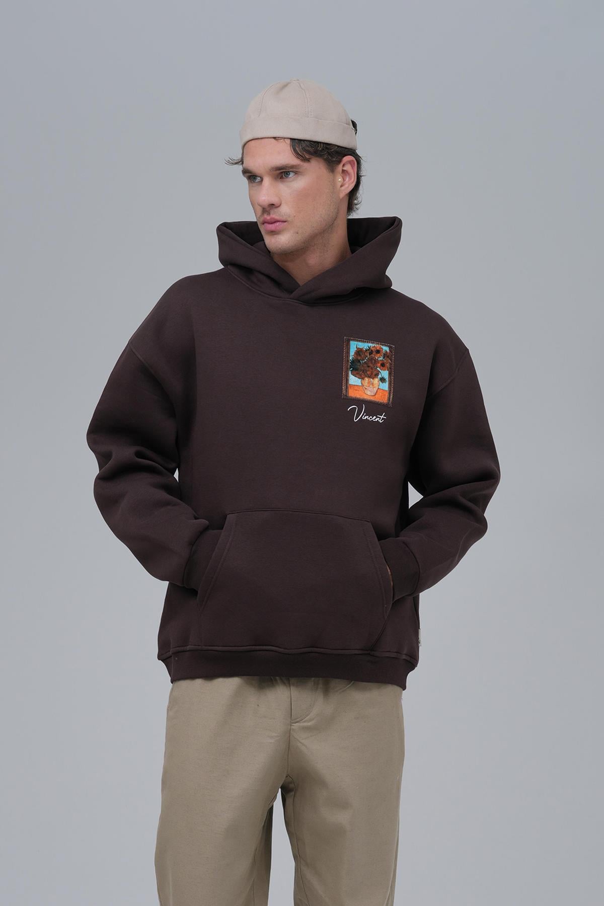 Beyond the Frames Oversize Sweatshirt Erkek Kahverengi