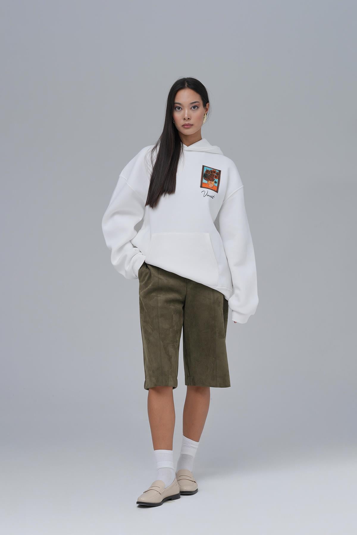 Beyond the Frames Oversize Sweatshirt Kadın Ekru
