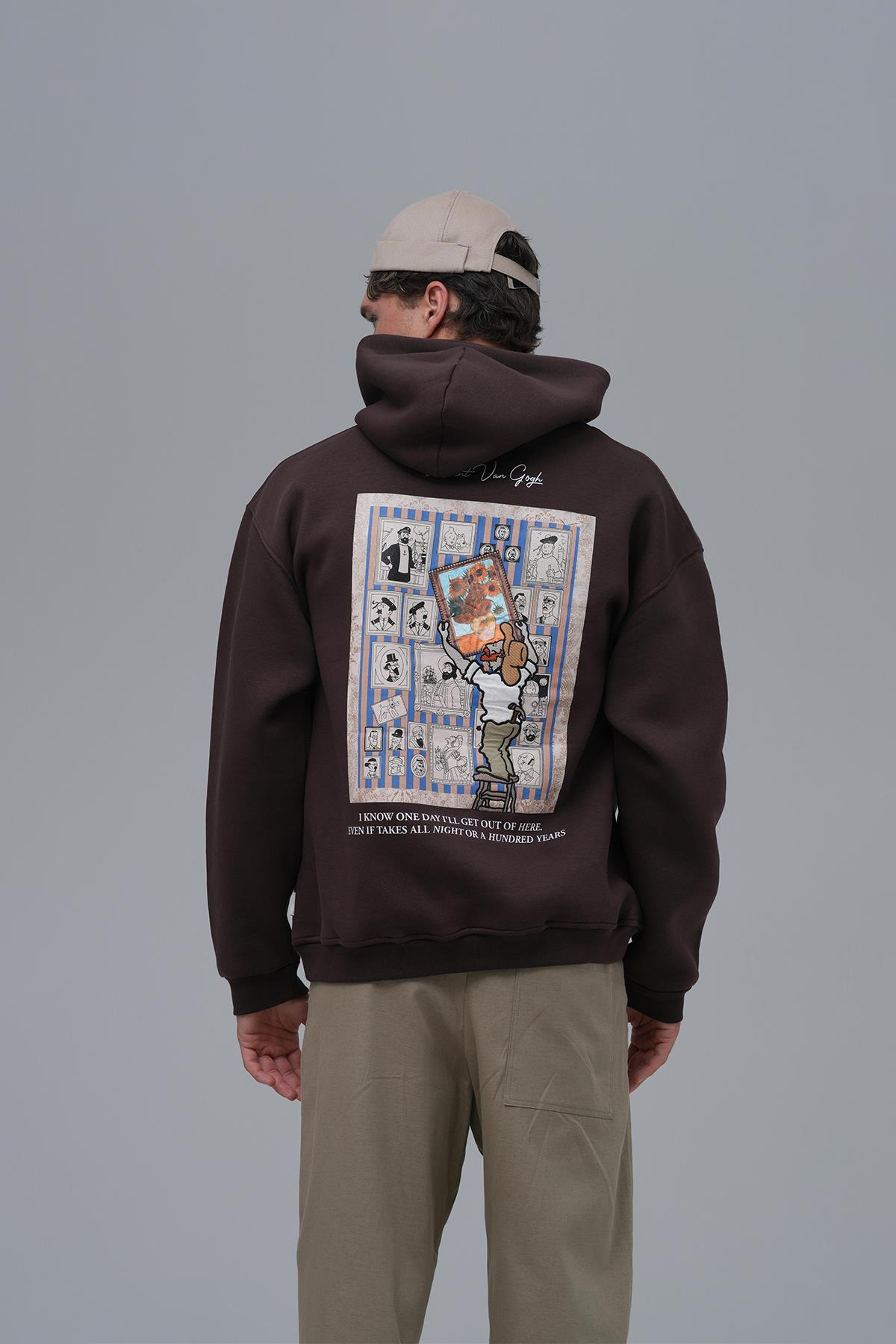 Beyond the Frames Oversize Sweatshirt Erkek Kahverengi