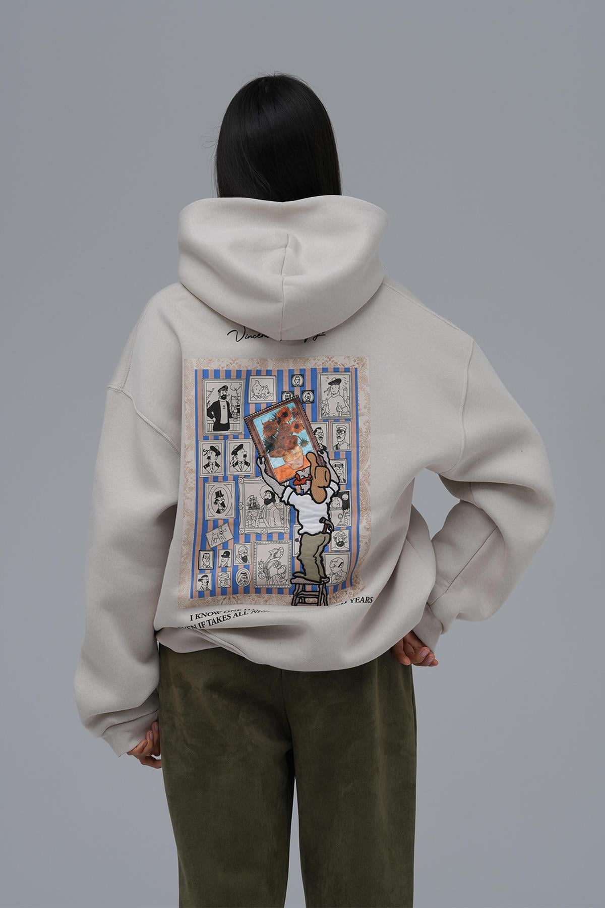 Beyond the Frames Oversize Sweatshirt Kadın Stone