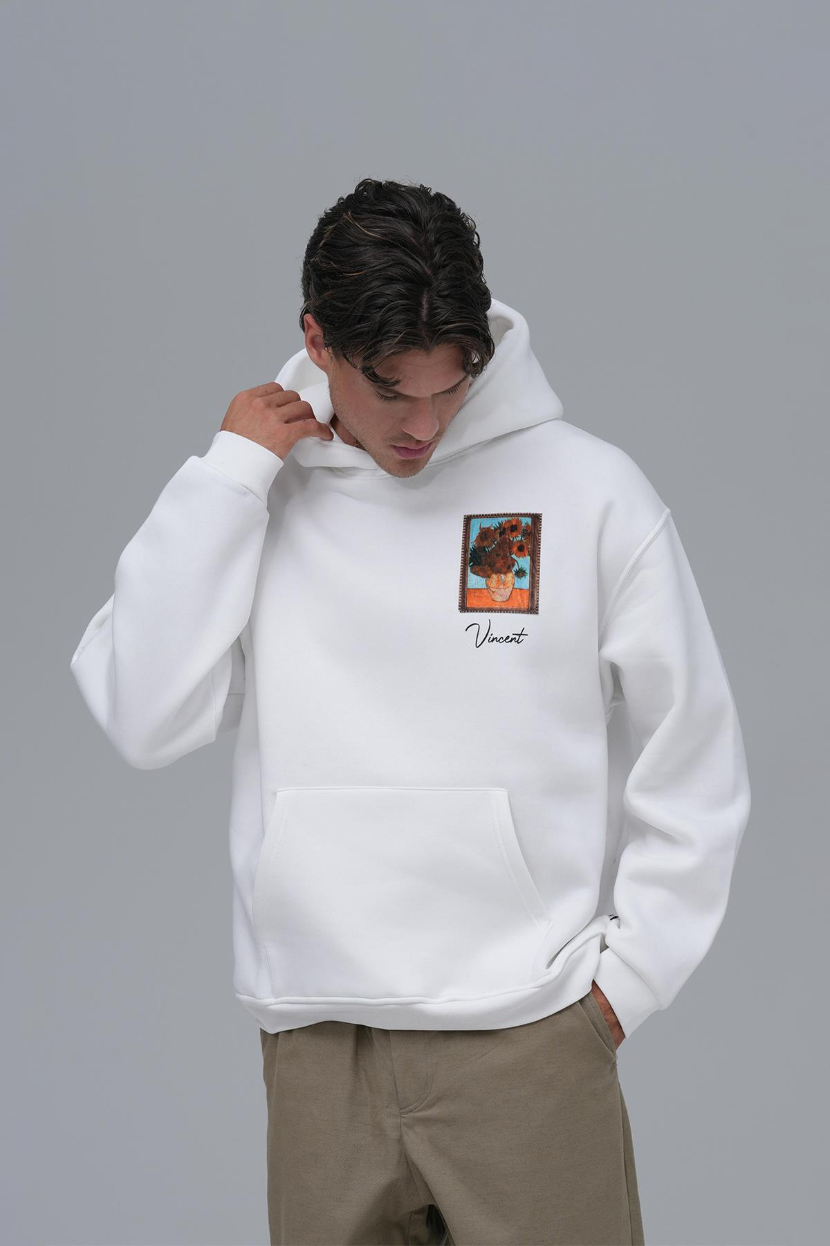 Beyond the Frames Oversize Sweatshirt Erkek Ekru