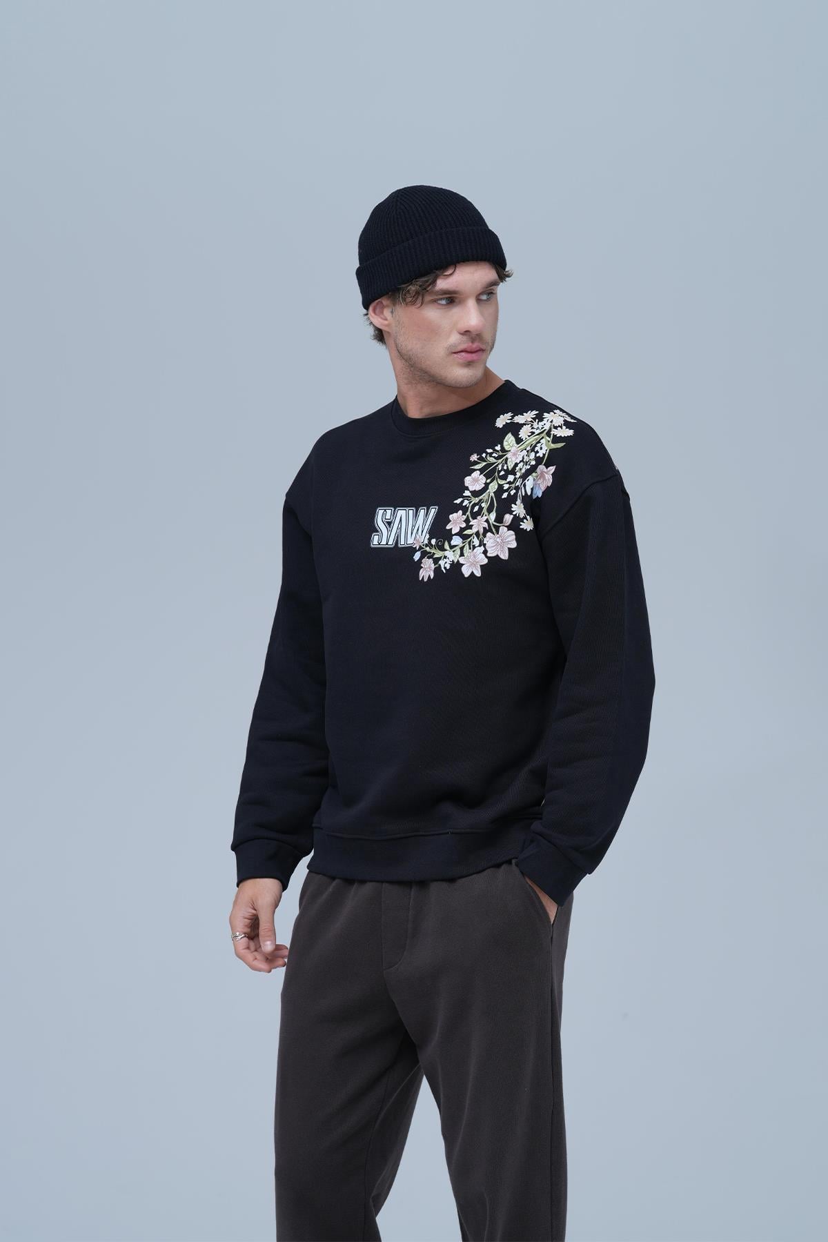 Bloom Spirit Oversize Sweatshirt Erkek Siyah