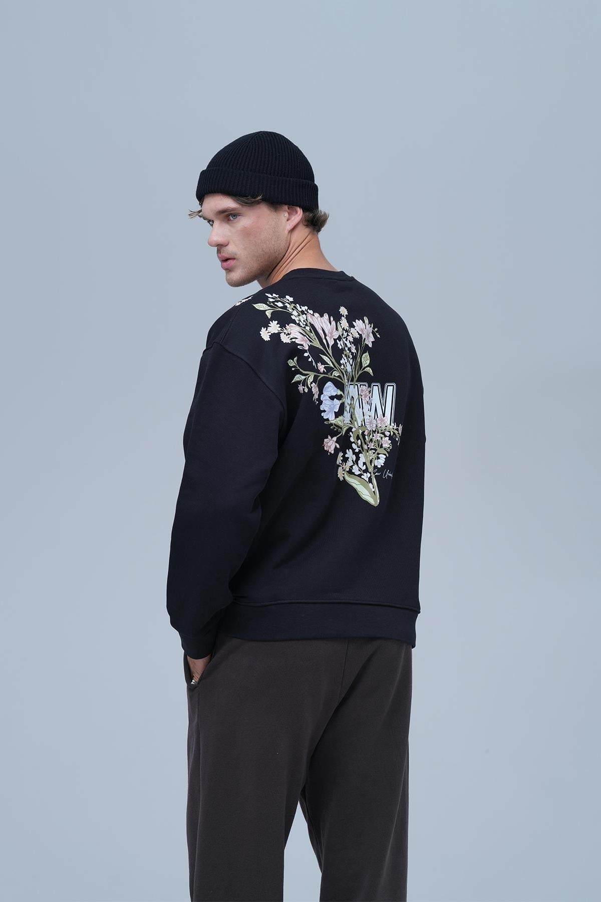 Bloom Spirit Oversize Sweatshirt Erkek Siyah