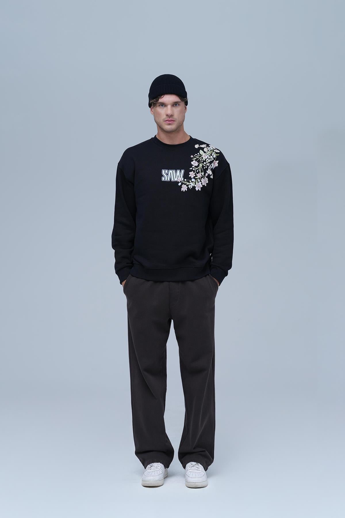 Bloom Spirit Oversize Sweatshirt Erkek Siyah