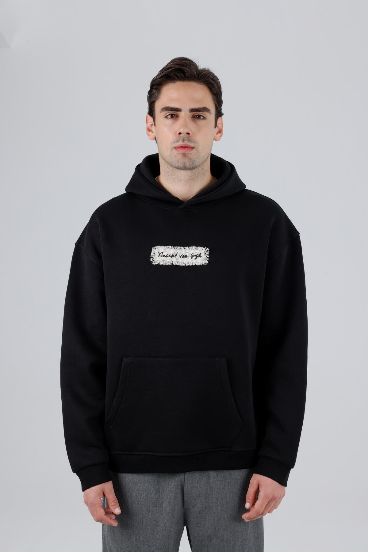 Blooming Canvas Oversize Sweatshirt Erkek Siyah