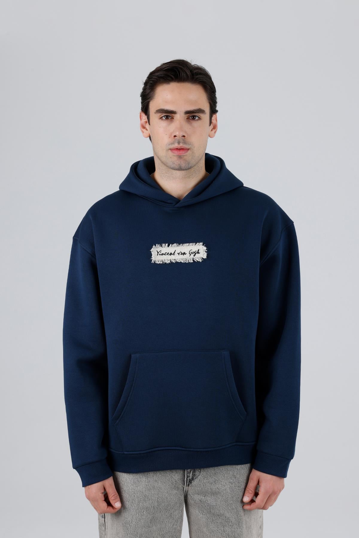 Blooming Canvas Oversize Sweatshirt Erkek İndigo