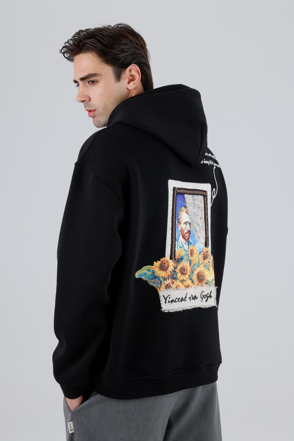Blooming Canvas Oversize Sweatshirt Erkek Siyah