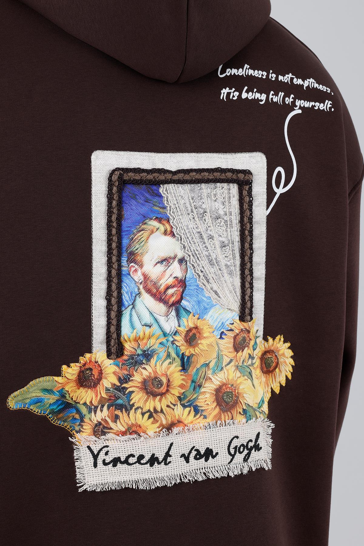 Blooming Canvas Oversize Sweatshirt Erkek Kahverengi