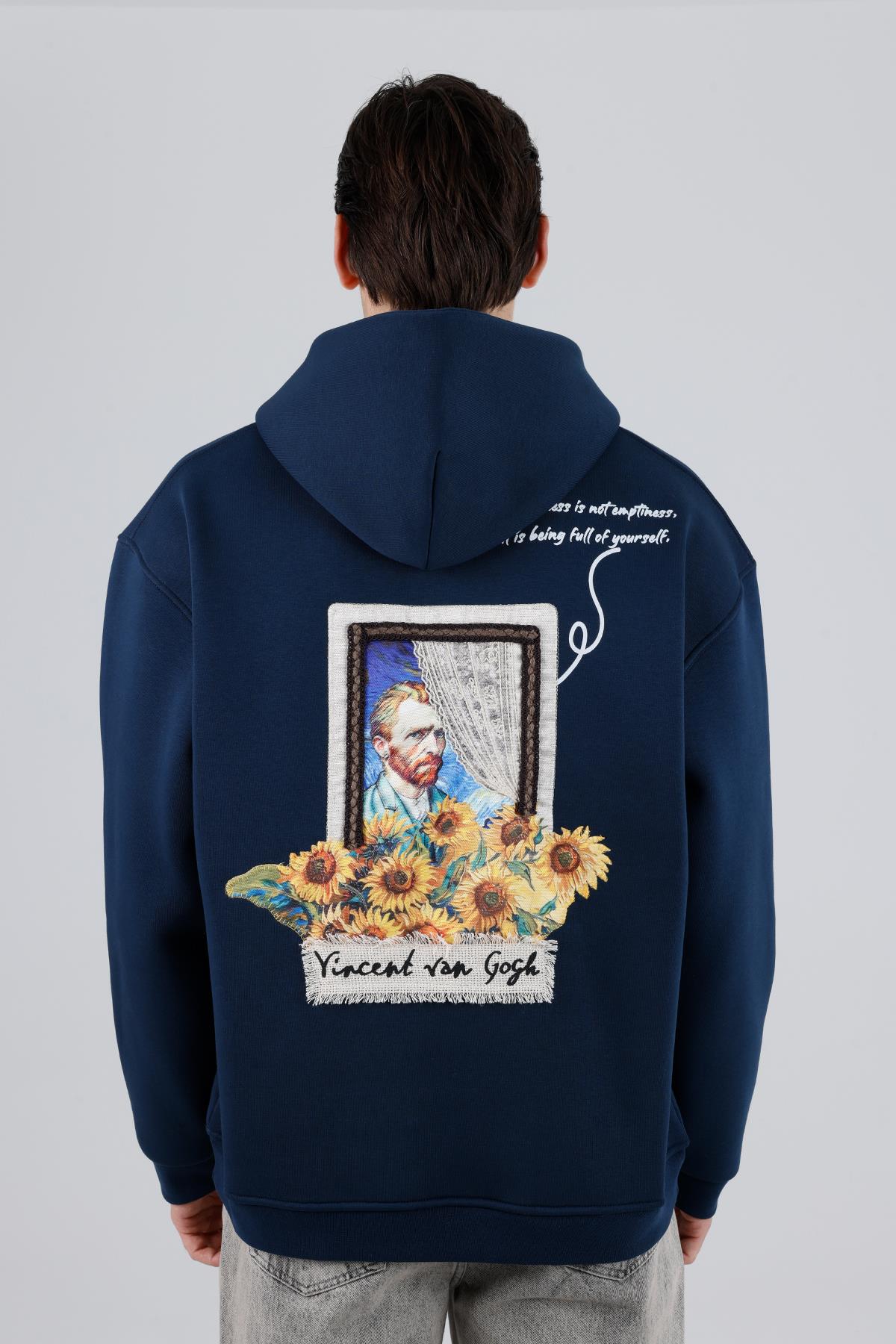 Blooming Canvas Oversize Sweatshirt Erkek İndigo