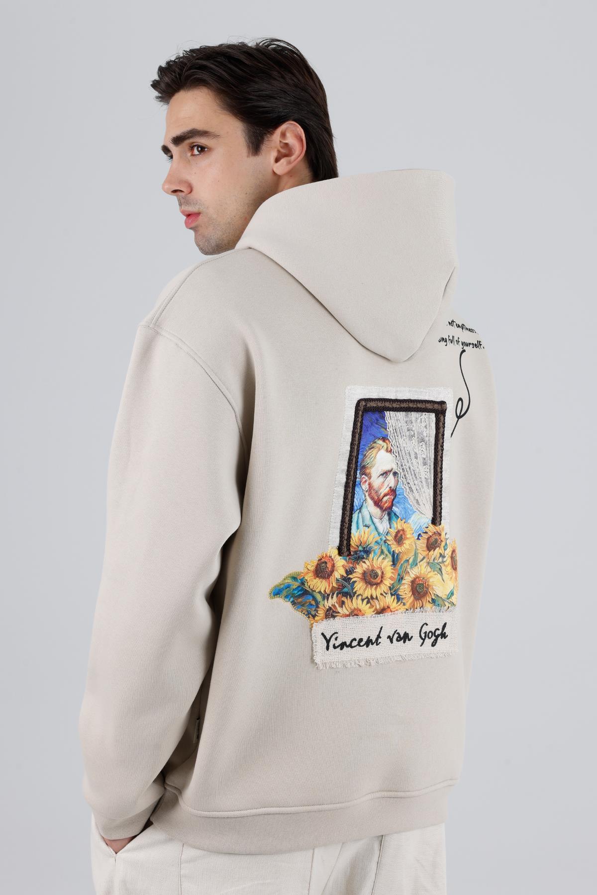 Blooming Canvas Oversize Sweatshirt Erkek Stone