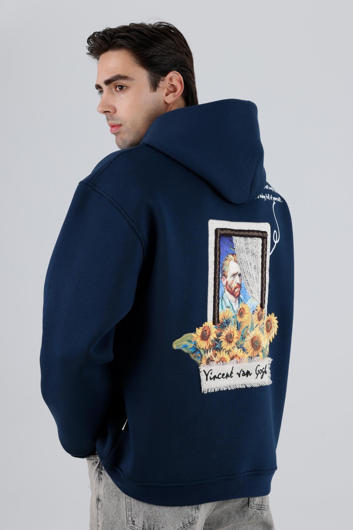 Blooming Canvas Oversize Sweatshirt Erkek İndigo