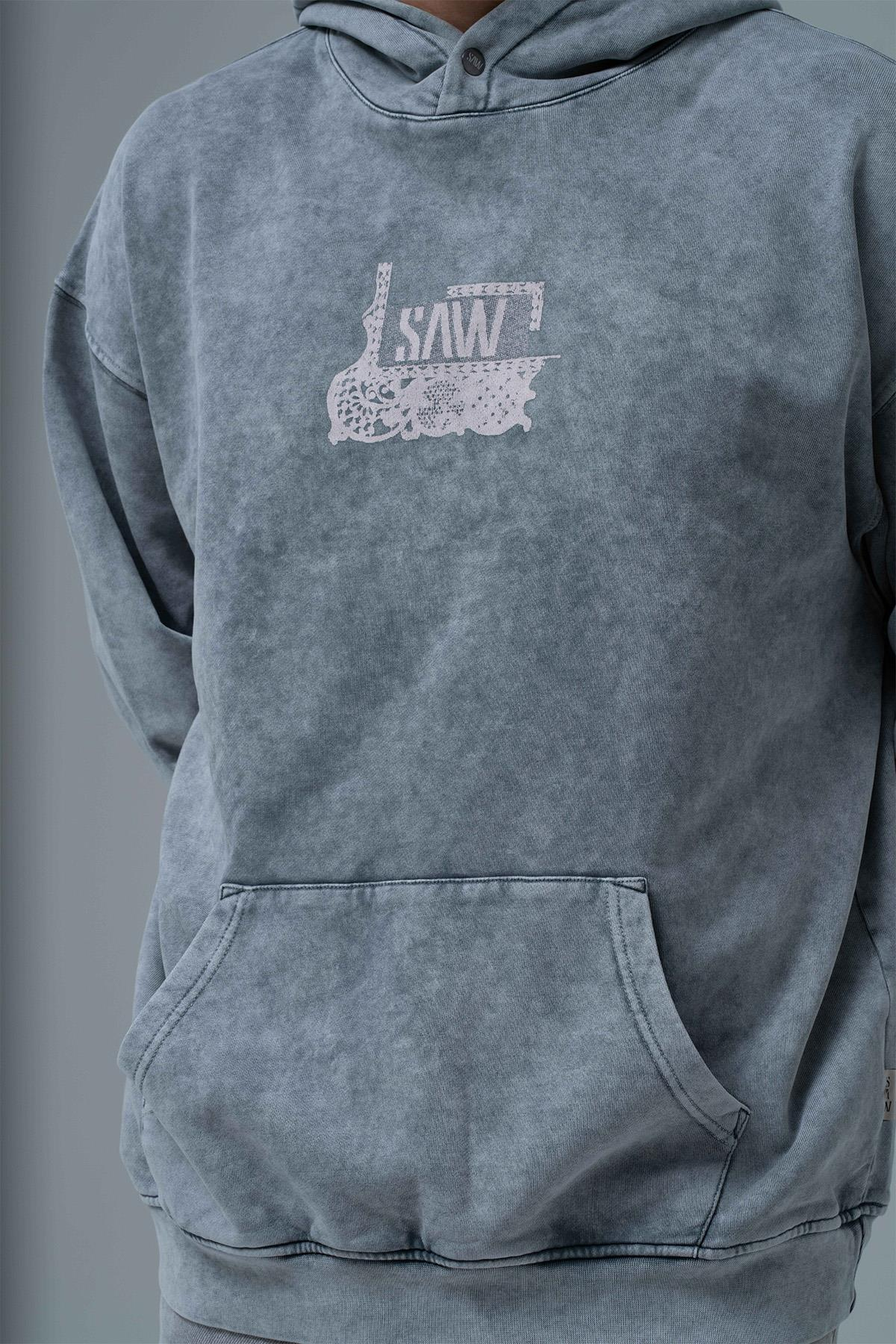 Breathe & Live Oversize Hoodie Erkek Füme