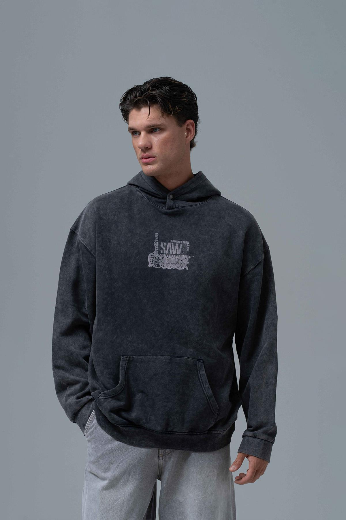 Breathe & Live Oversize Hoodie Erkek Siyah